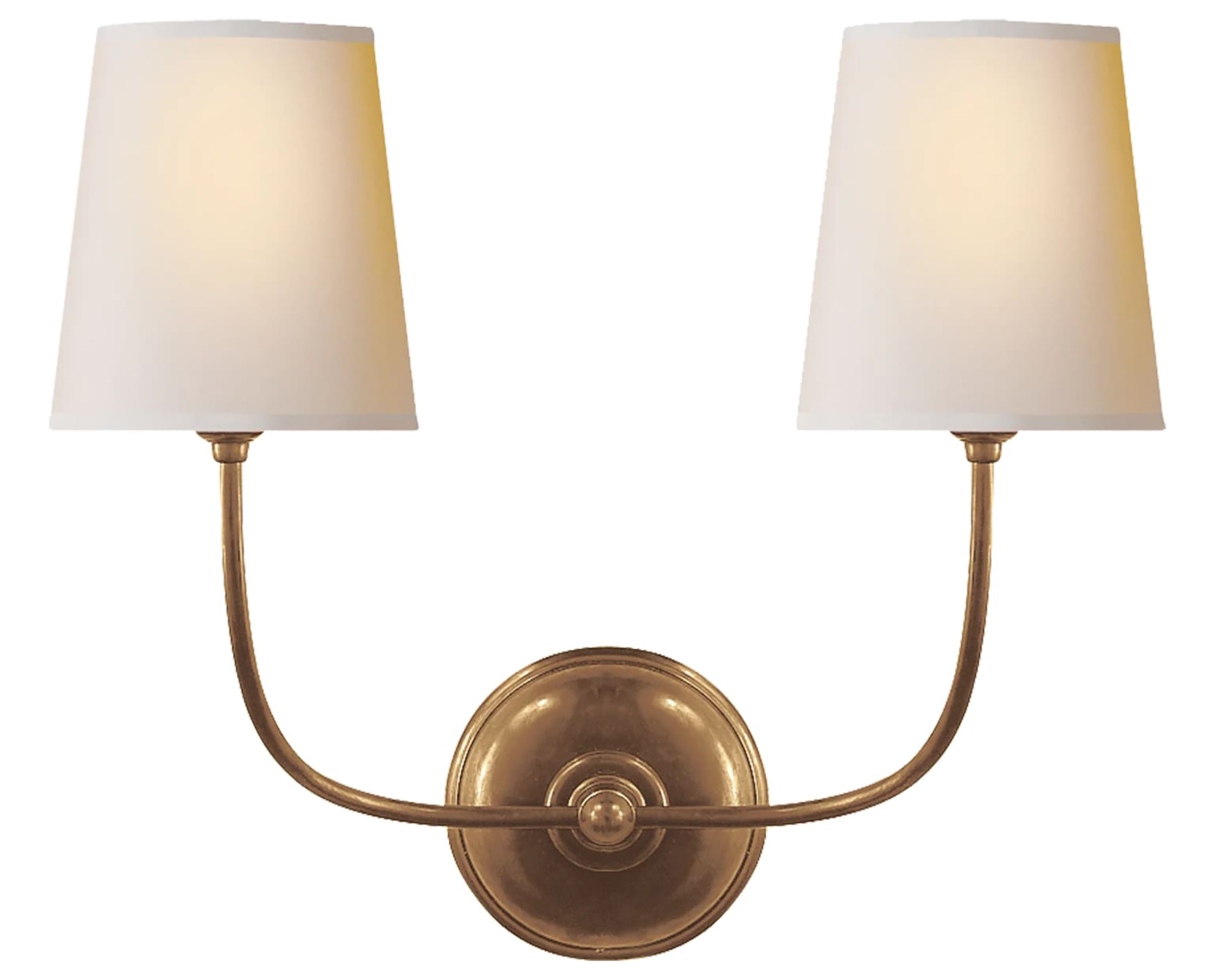 Hand-Rubbed Antique Brass &amp; Natural Paper | Vendome Double Sconce | Valley Ridge Furniture