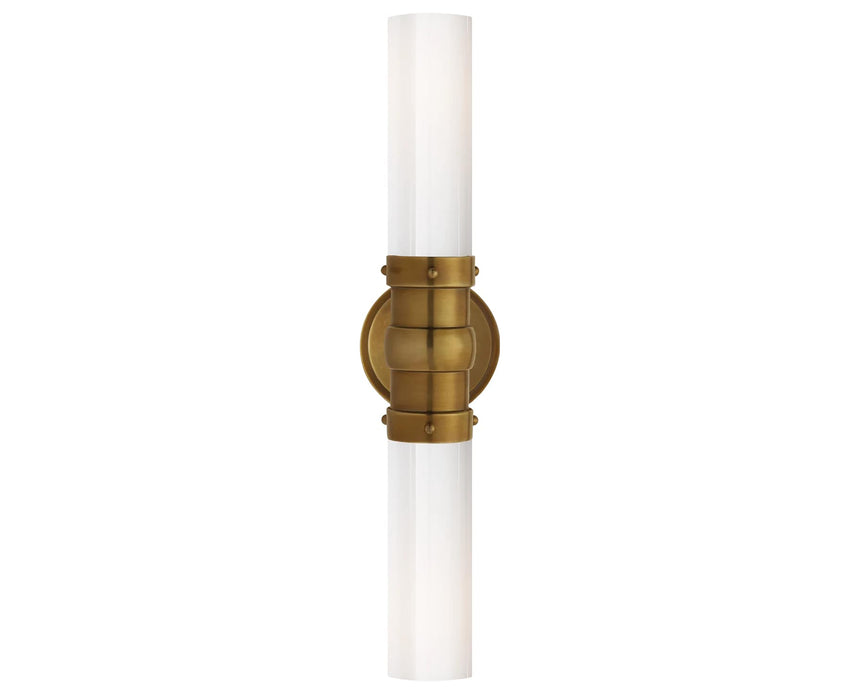 Hand-Rubbed Antique Brass & White Glass | Graydon Double Bath Light | Valley Ridge Furniture