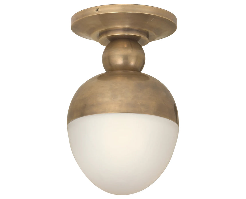 Hand-Rubbed Antique Brass & White Glass | Clark Flush Mount | Valley Ridge Furniture