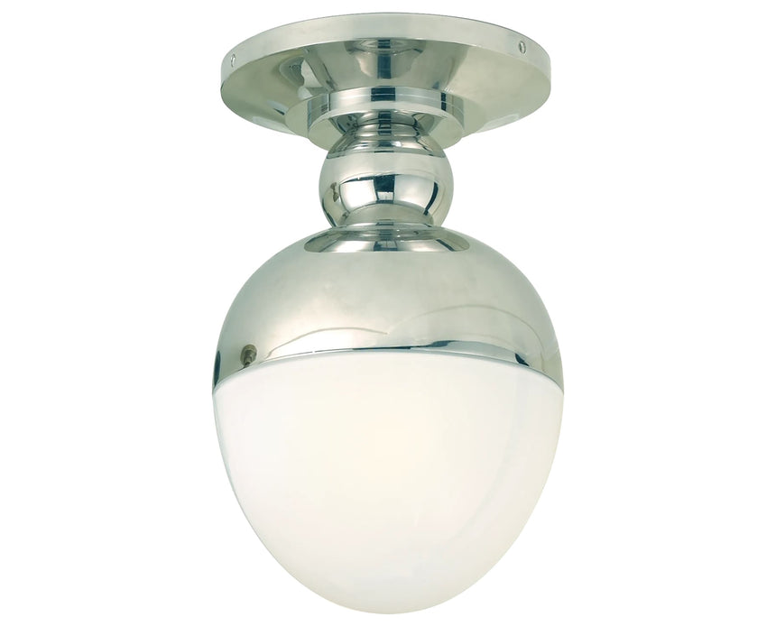 Polished Nickel & White Glass | Clark Flush Mount | Valley Ridge Furniture