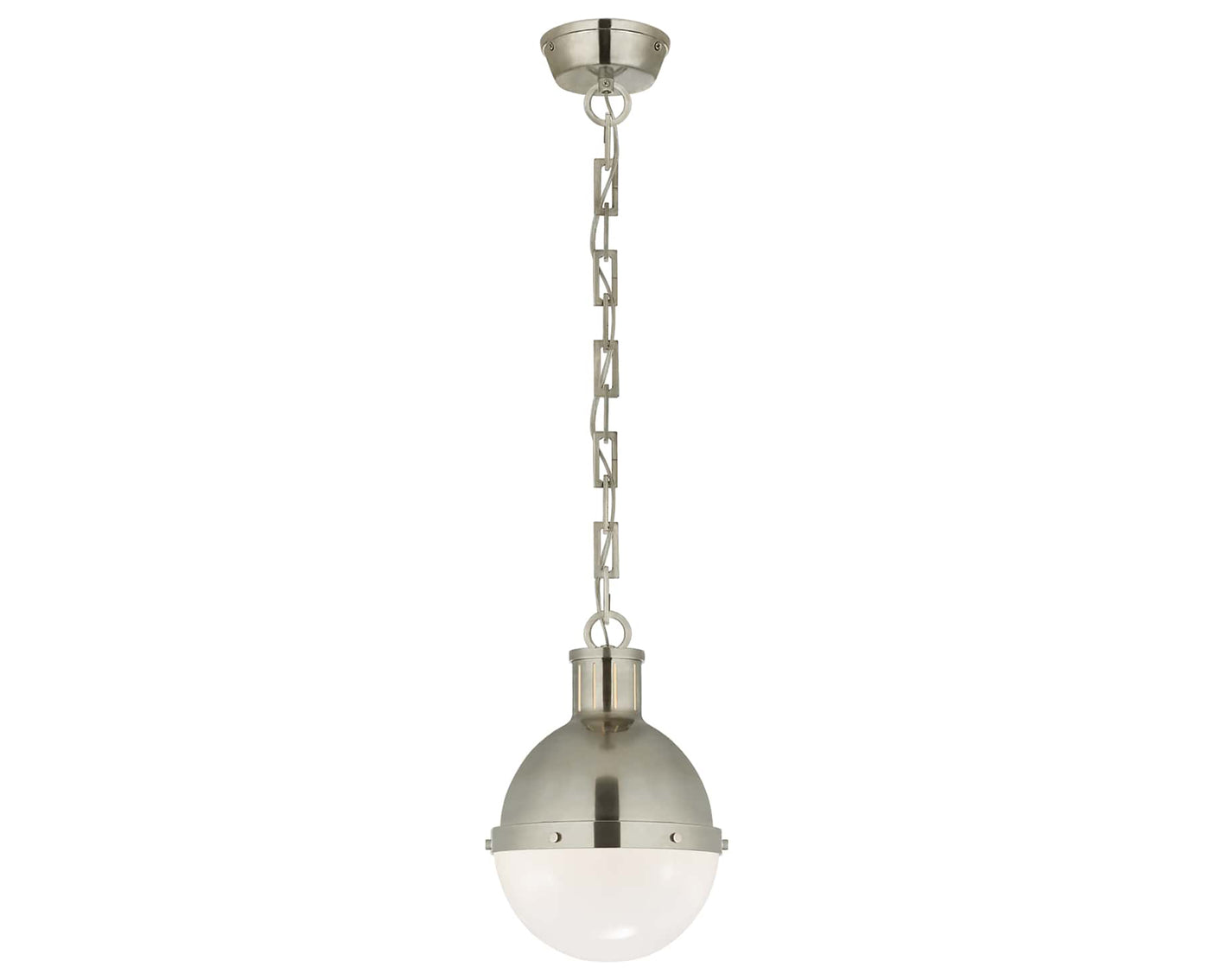 Antique Nickel & White Glass | Hicks Small Pendant | Valley Ridge Furniture