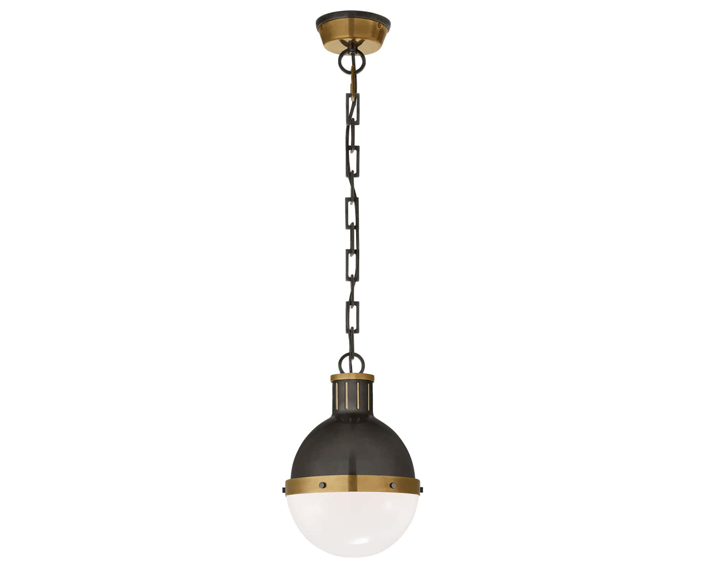Bronze with Antique Brass & White Glass | Hicks Small Pendant | Valley Ridge Furniture
