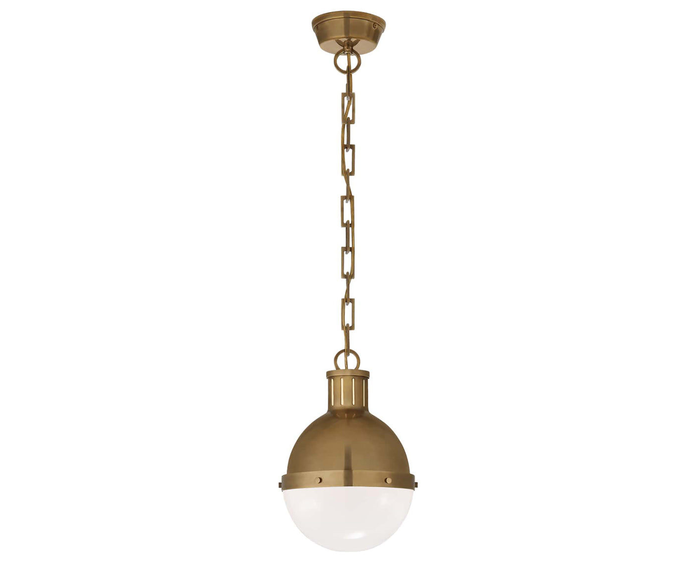 Hand-Rubbed Antique Brass & White Glass | Hicks Small Pendant | Valley Ridge Furniture