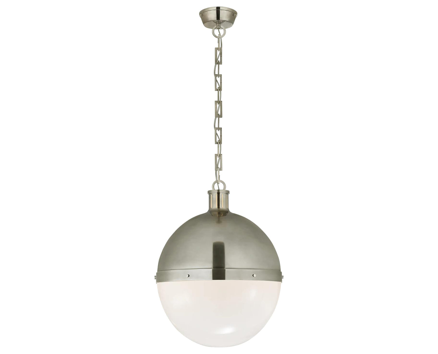 Antique Nickel & White Glass | Hicks Extra Large Pendant | Valley Ridge Furniture