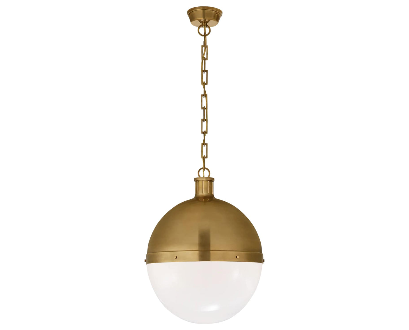 Hand-Rubbed Antique Brass & White Glass | Hicks Extra Large Pendant | Valley Ridge Furniture