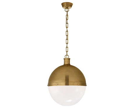 Hand-Rubbed Antique Brass & White Glass | Hicks Extra Large Pendant | Valley Ridge Furniture