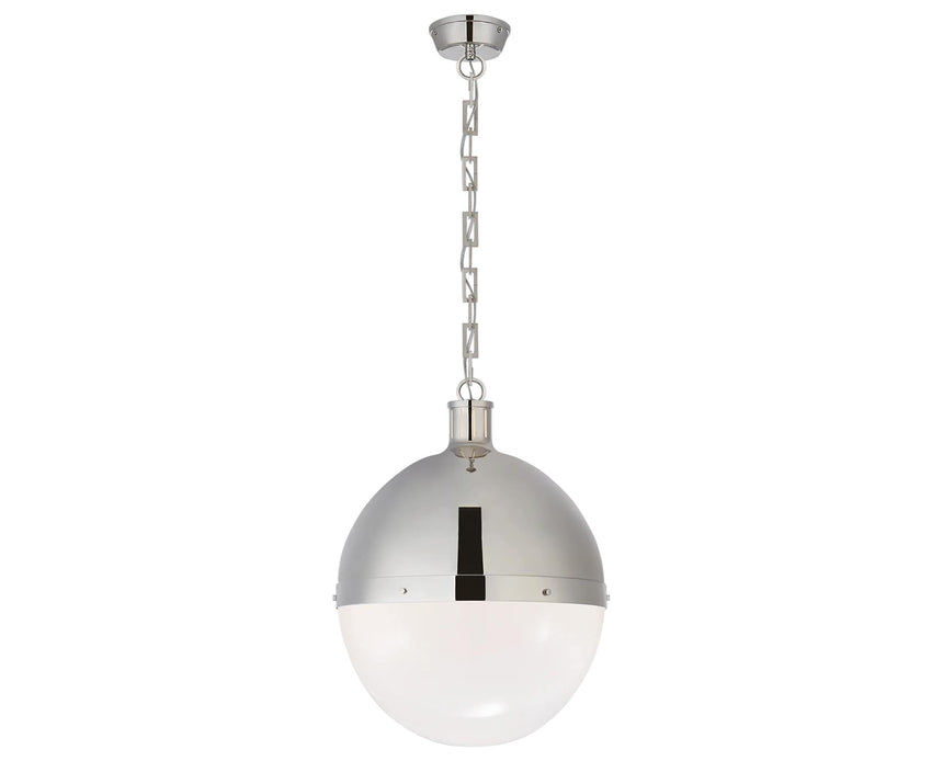 Polished Nickel & White Glass | Hicks Extra Large Pendant | Valley Ridge Furniture