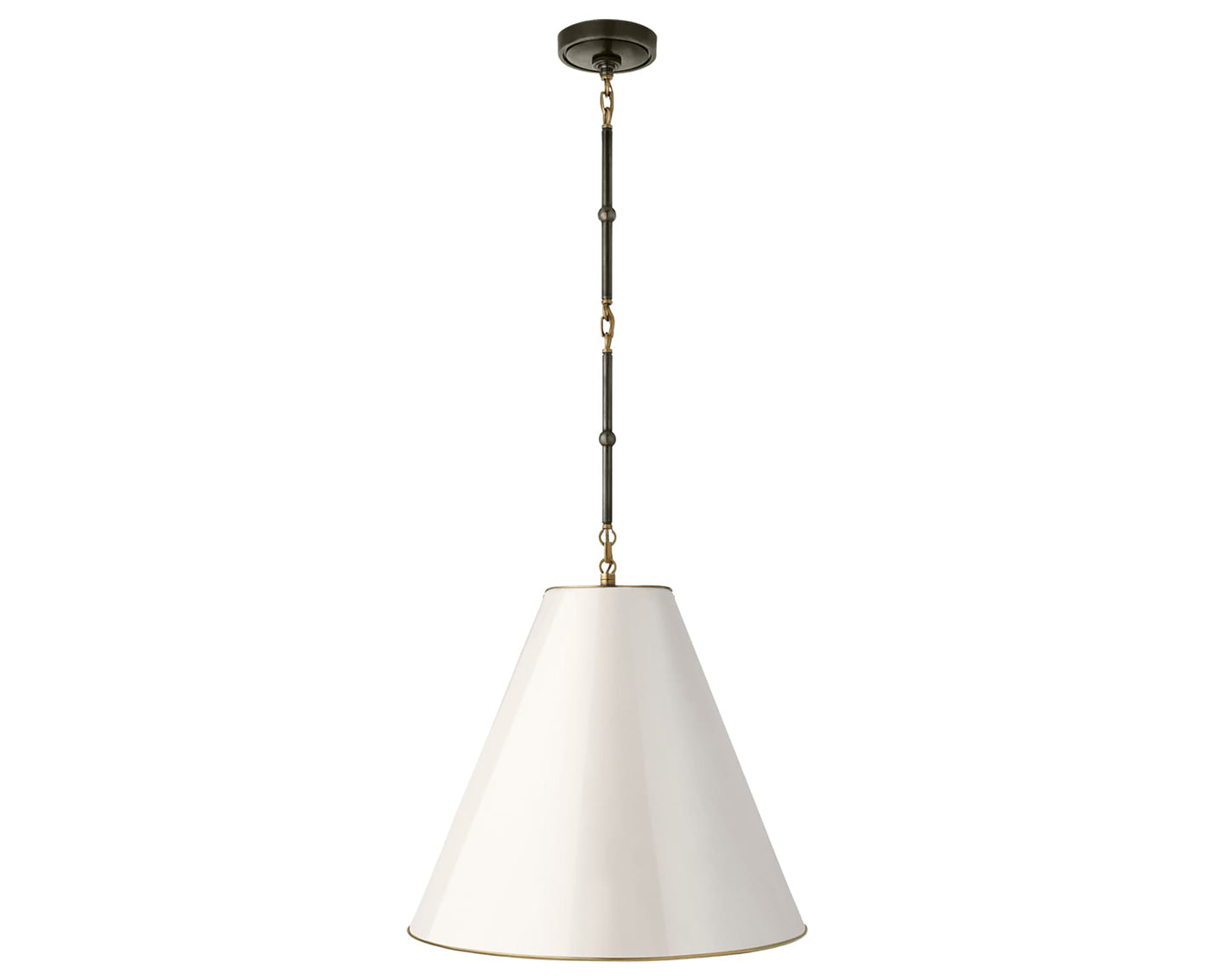 Bronze and Antique Brass with Antique White | Goodman Medium Hanging Light | Valley Ridge Furniture
