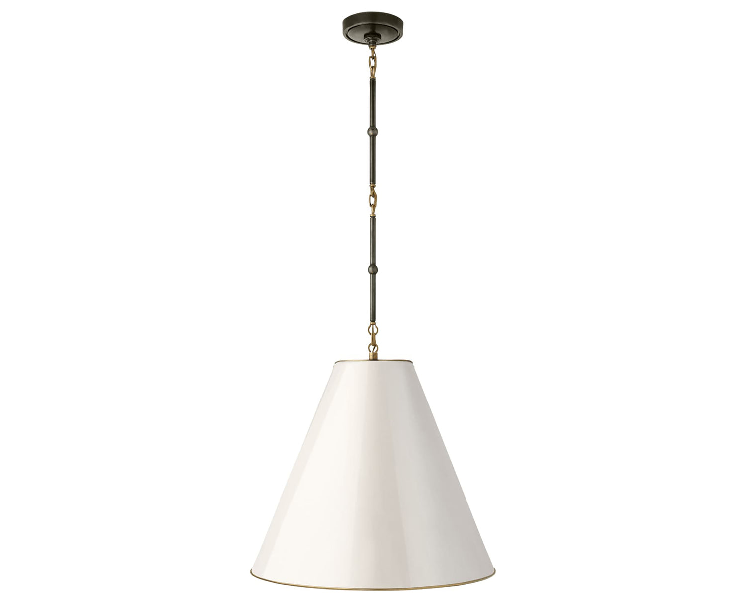 Bronze and Antique Brass with Antique White | Goodman Medium Hanging Light | Valley Ridge Furniture