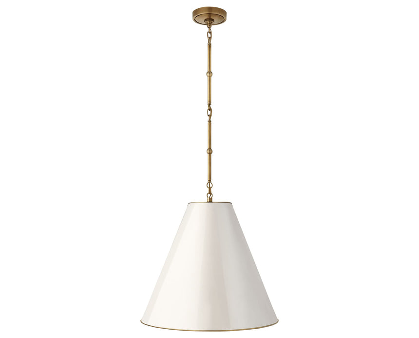 Hand-Rubbed Antique Brass and Antique White | Goodman Medium Hanging Light | Valley Ridge Furniture