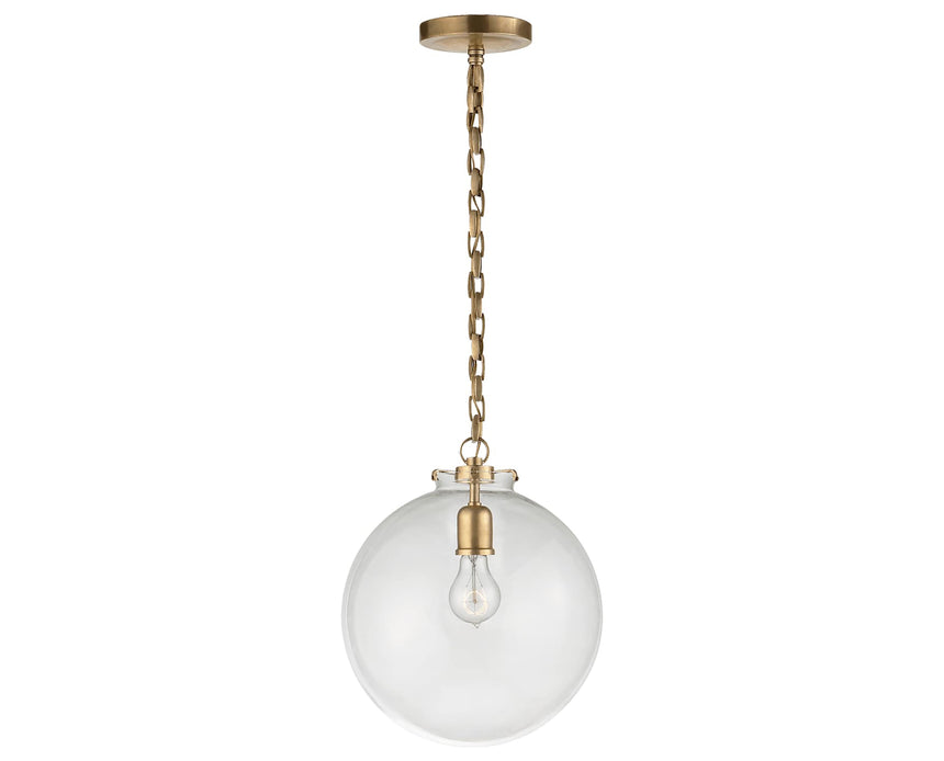 Hand-Rubbed Antique Brass and Clear Glass | Katie Globe Pendant | Valley Ridge Furniture