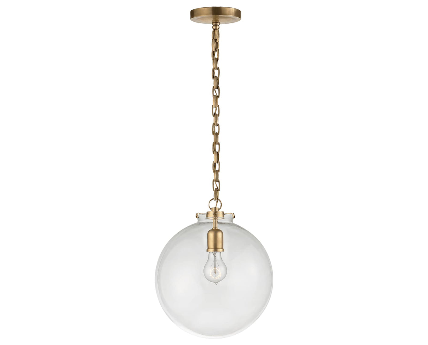 Hand-Rubbed Antique Brass and Clear Glass | Katie Globe Pendant | Valley Ridge Furniture