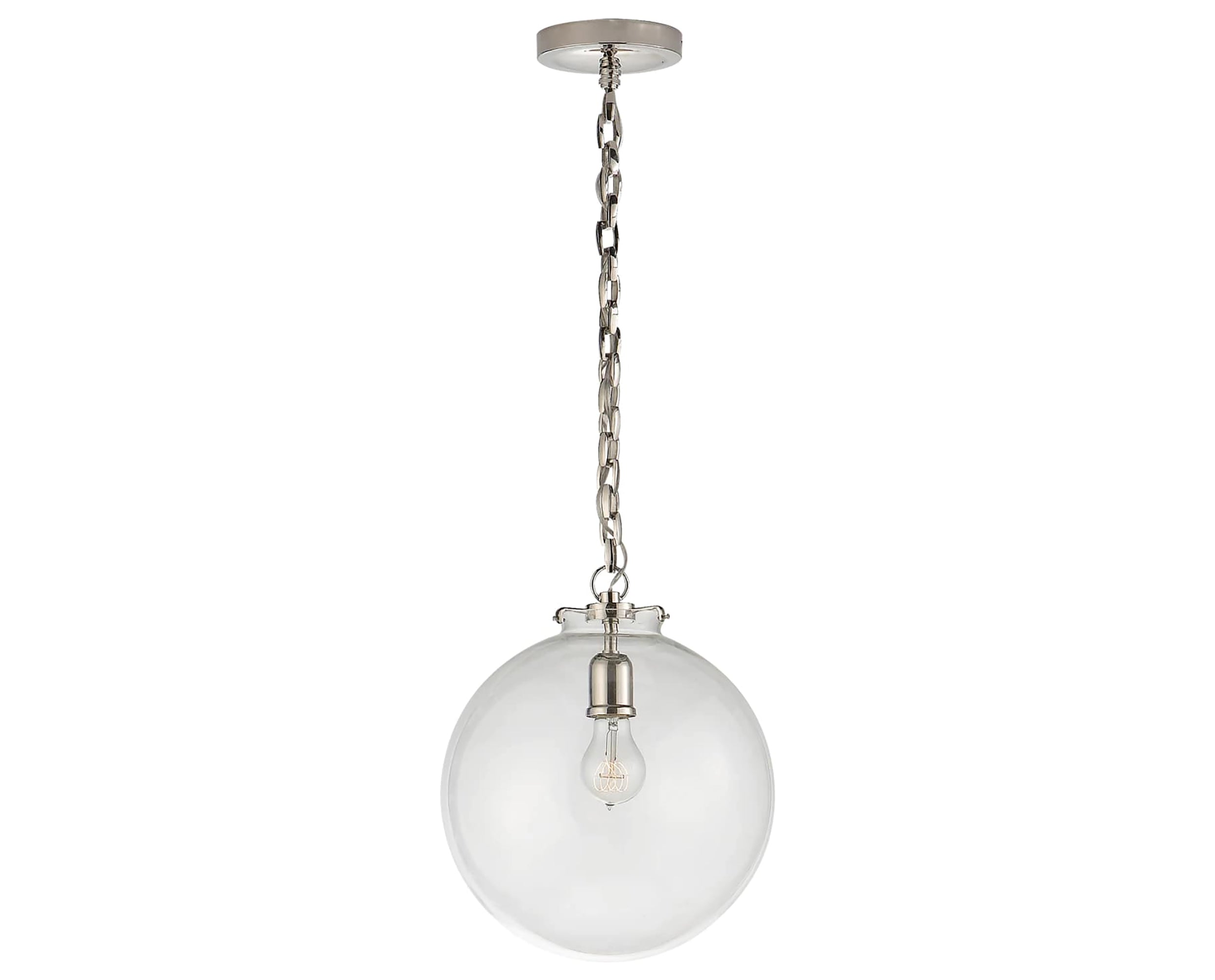 Polished Nickel and Clear Glass | Katie Globe Pendant | Valley Ridge Furniture