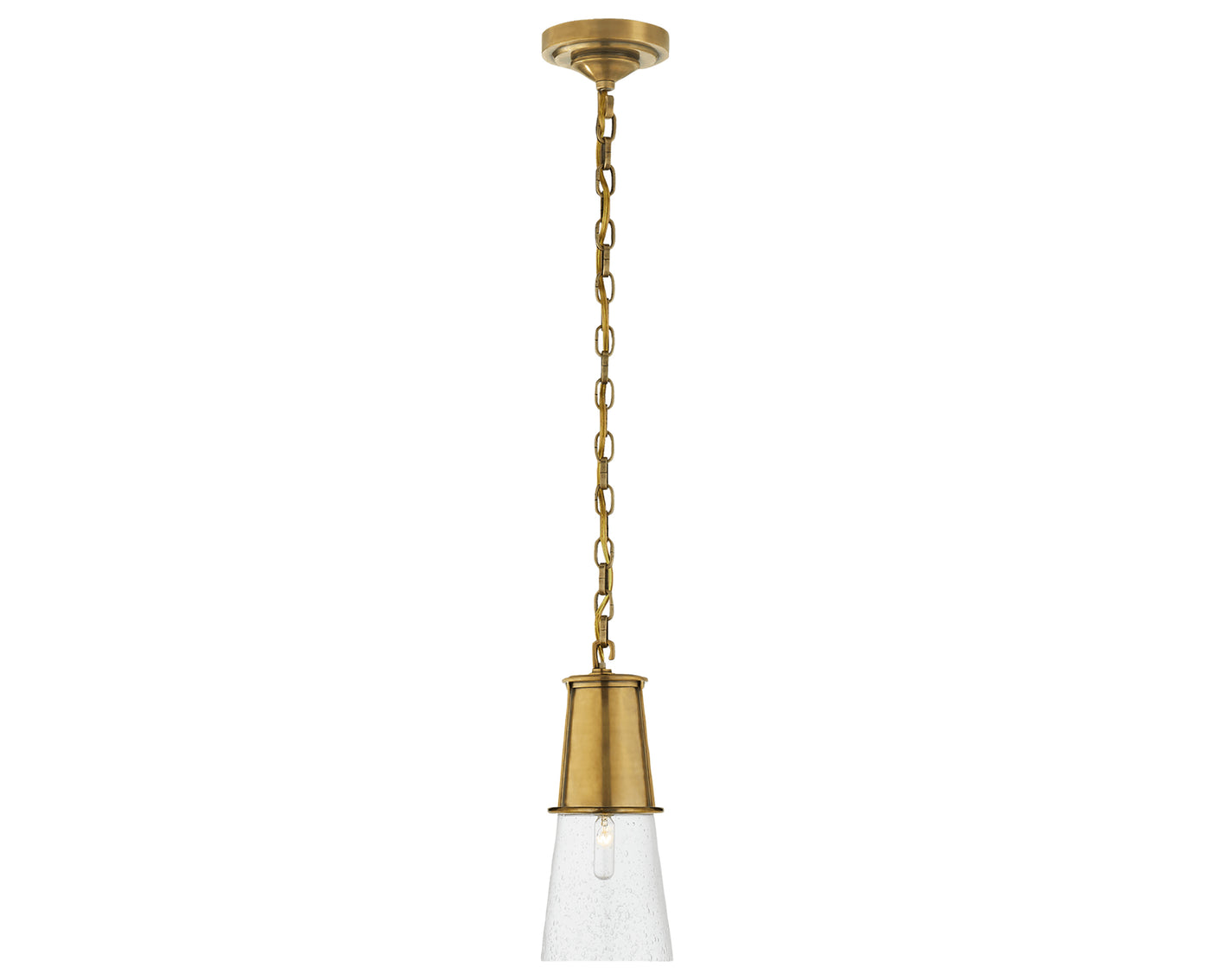 Hand-Rubbed Antique Brass and Seeded Glass | Robinson Small Pendant | Valley Ridge Furniture
