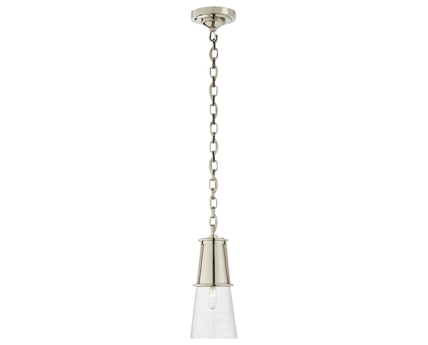 Polished Nickel and Seeded Glass | Robinson Small Pendant | Valley Ridge Furniture
