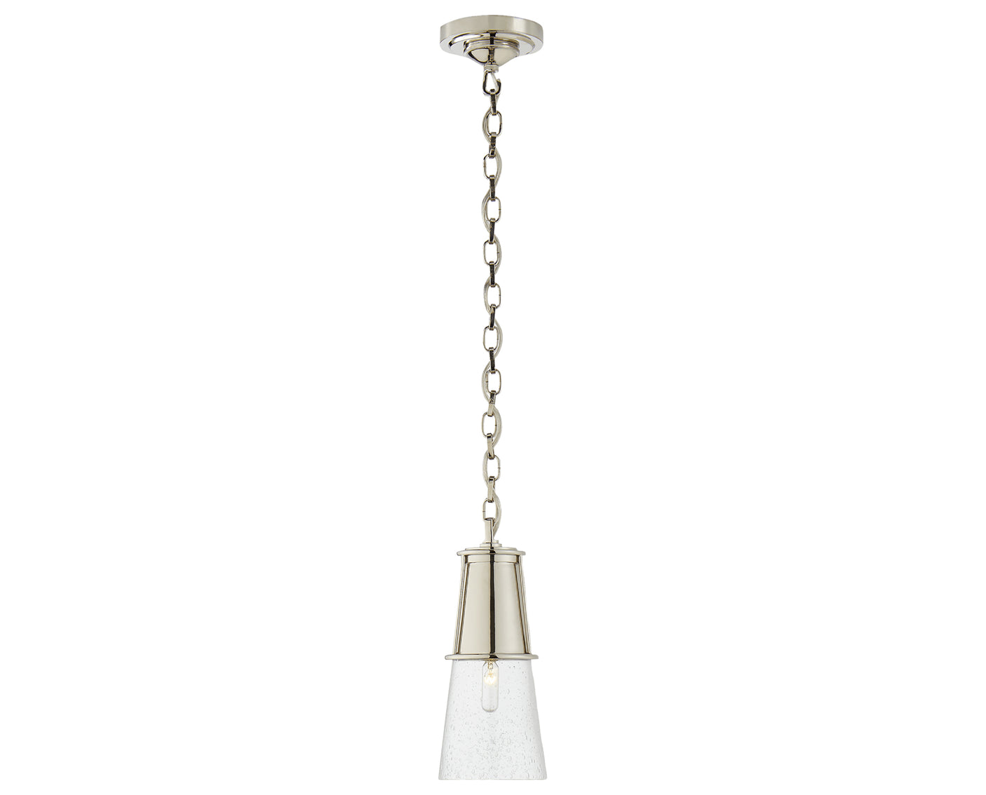 Polished Nickel and Seeded Glass | Robinson Small Pendant | Valley Ridge Furniture