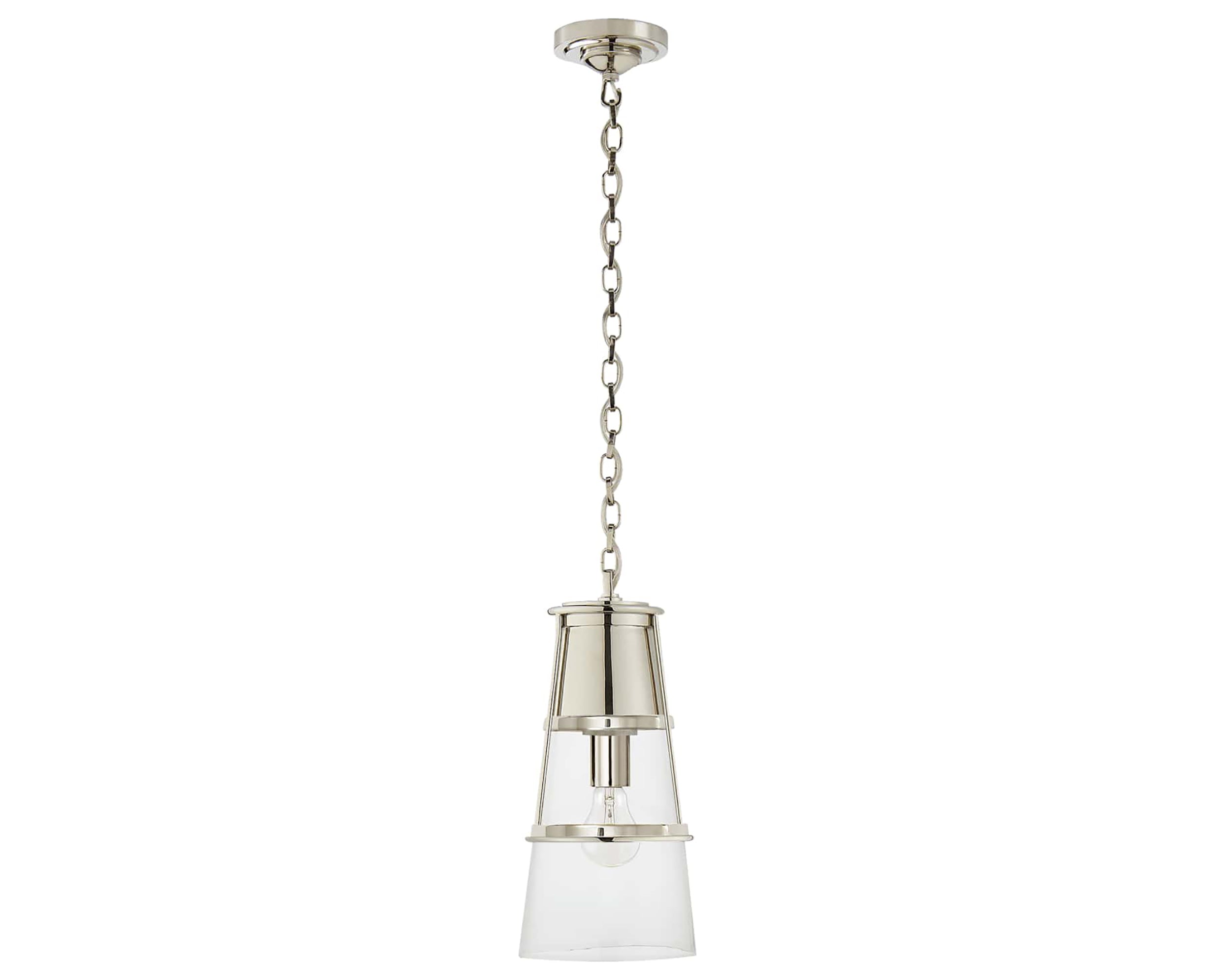 Polished Nickel and Clear Glass | Robinson Medium Pendant | Valley Ridge Furniture