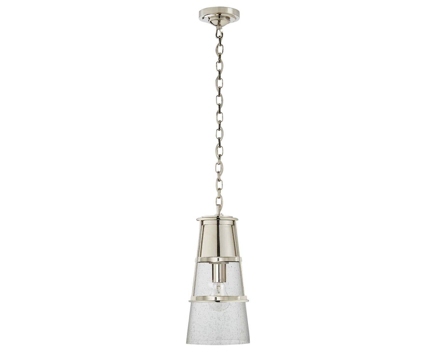 Polished Nickel and Seeded Glass | Robinson Medium Pendant | Valley Ridge Furniture