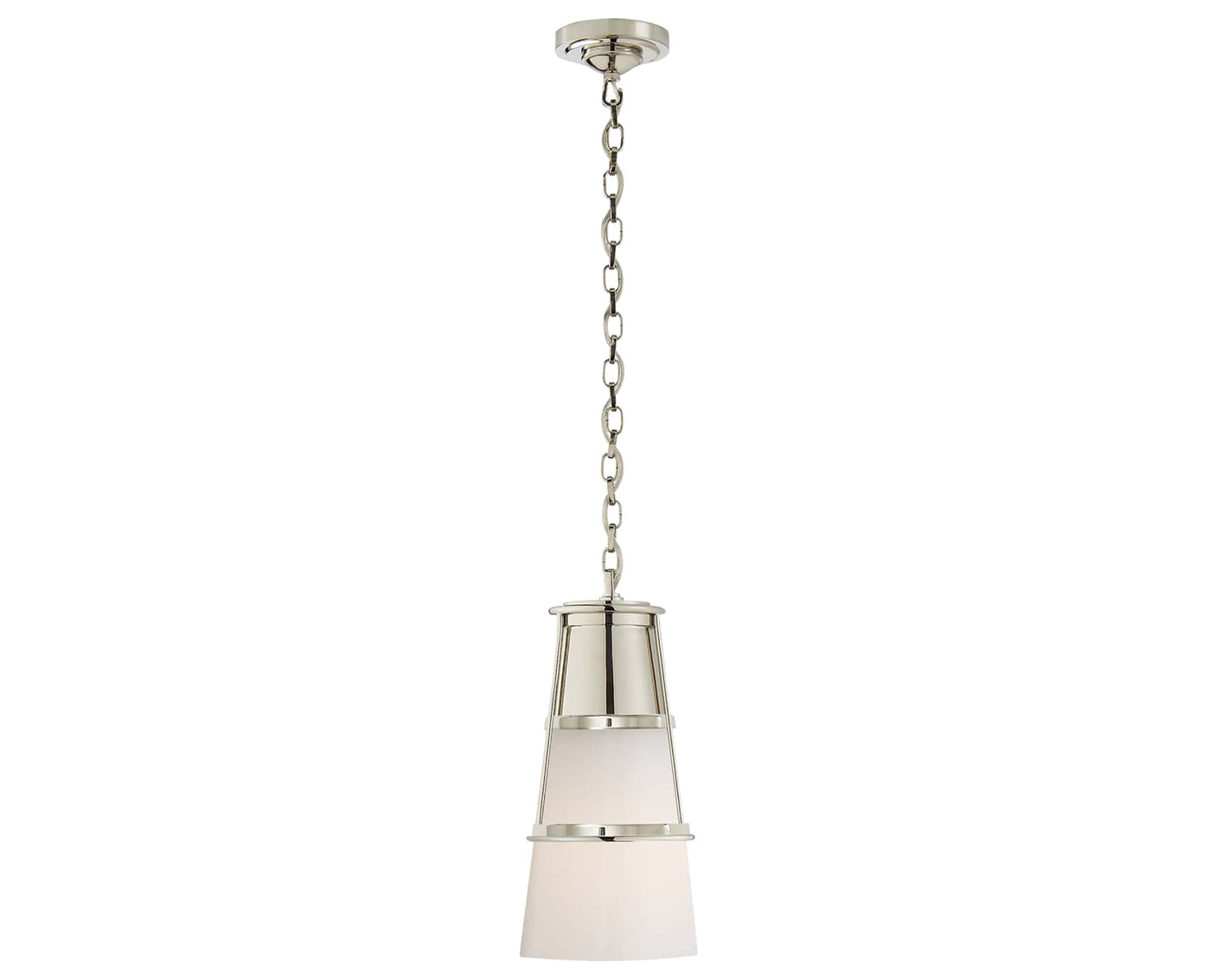 Polished Nickel and White Glass | Robinson Medium Pendant | Valley Ridge Furniture