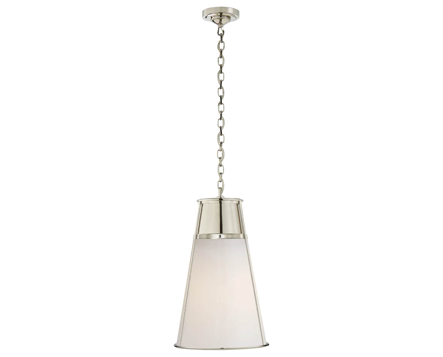 Polished Nickel and White Glass | Robinson Large Pendant | Valley Ridge Furniture
