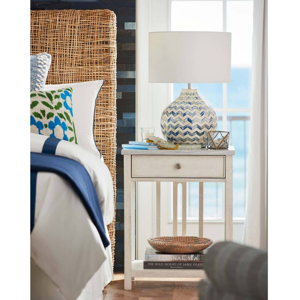 Chevron Bone One Light Table Lamp — Indigo