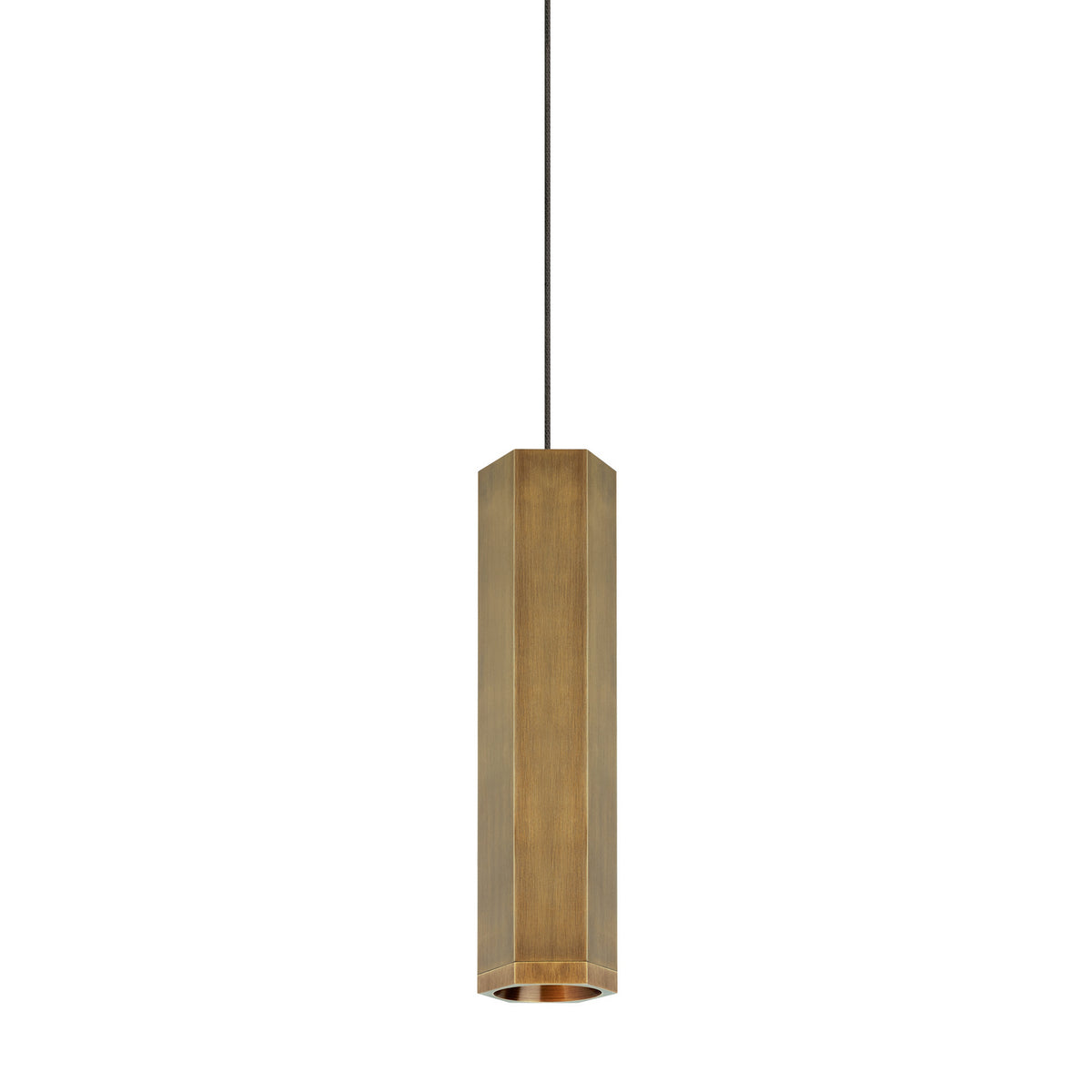 Blok One Light Pendant — 12.50", Aged Brass/Aged Brass, FreeJack