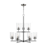 Oslo Nine Light Chandelier — Clear Seeded