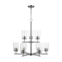 Oslo Nine Light Chandelier — Clear Seeded