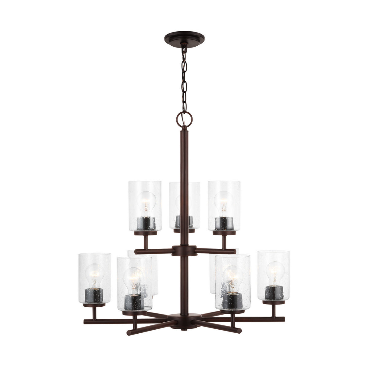 Oslo Nine Light Chandelier — Clear Seeded