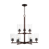 Oslo Nine Light Chandelier — Clear Seeded