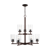 Oslo Nine Light Chandelier — Clear Seeded