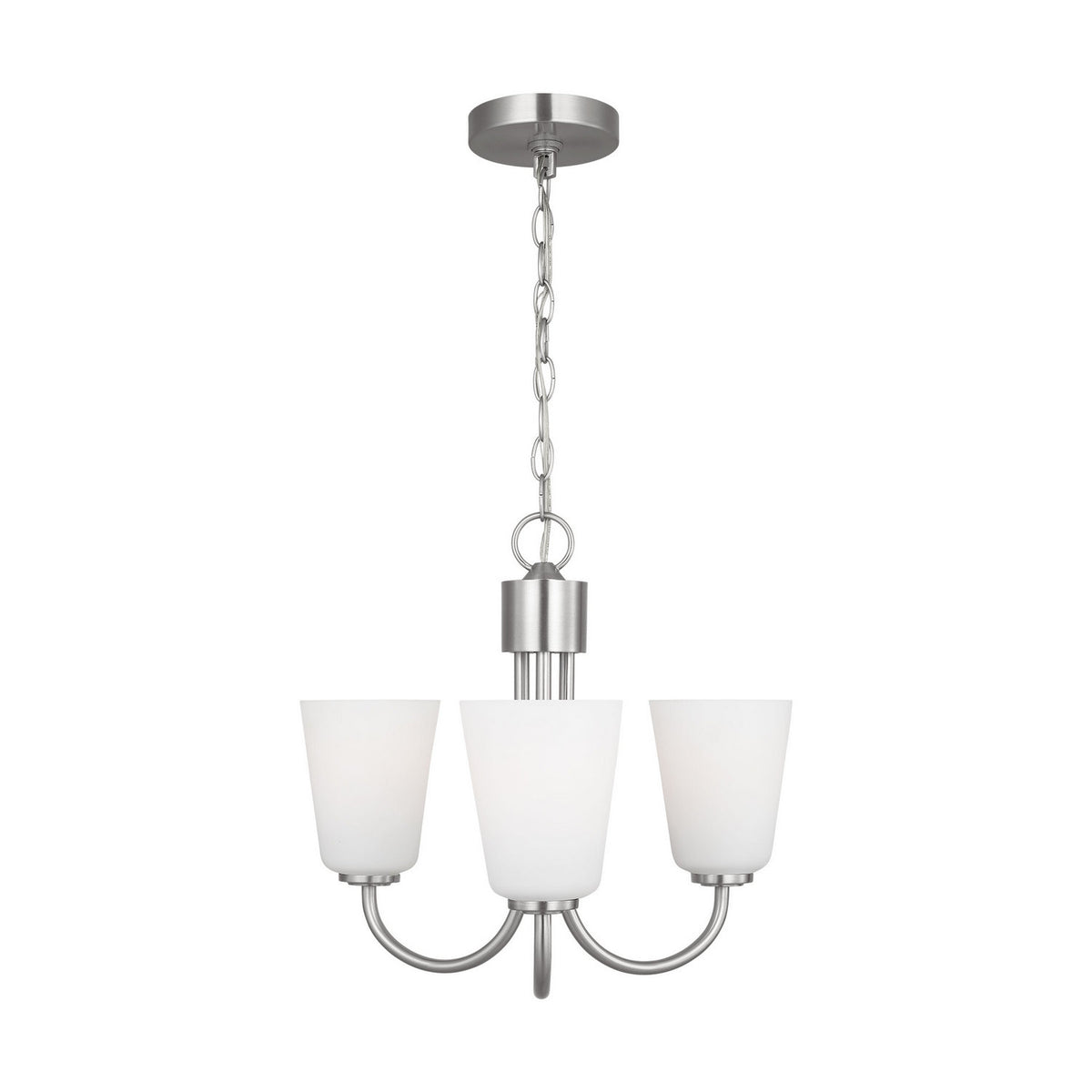 Miles Three Light Chandelier — Etched white