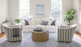 Dash & Albert Denim Rag Ribbed Handwoven Cotton Rug in Blue, living room setting