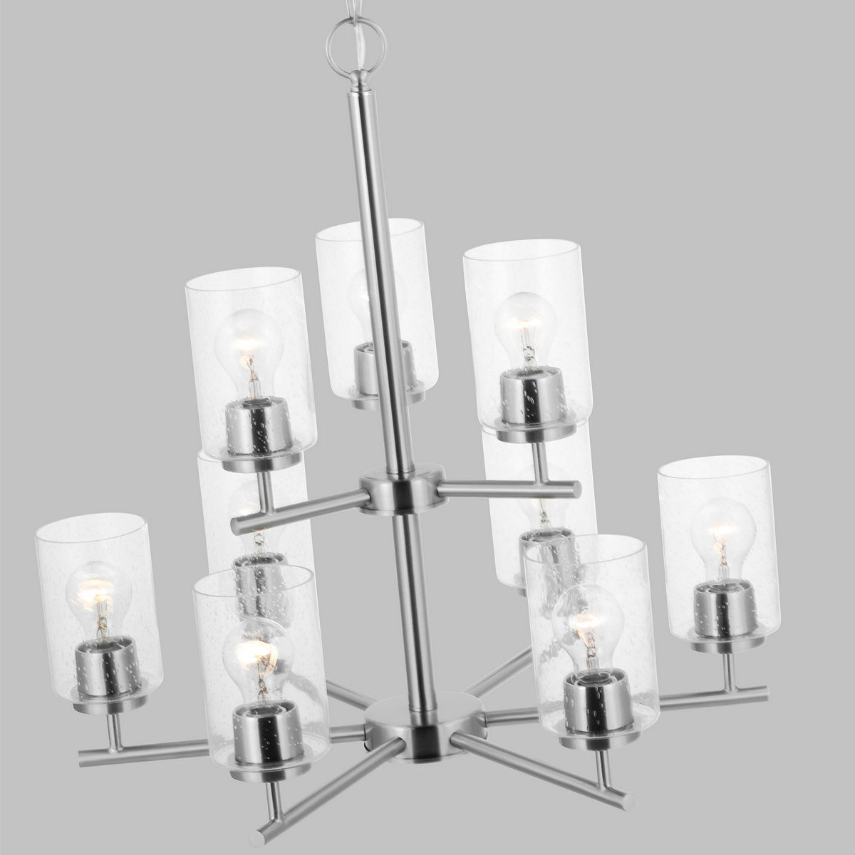 Oslo Nine Light Chandelier — Clear Seeded