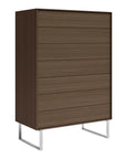 Praline on Walnut with Brushed Nickel Legs | Mobican Ophelia High Chest | Valley Ridge Furniture