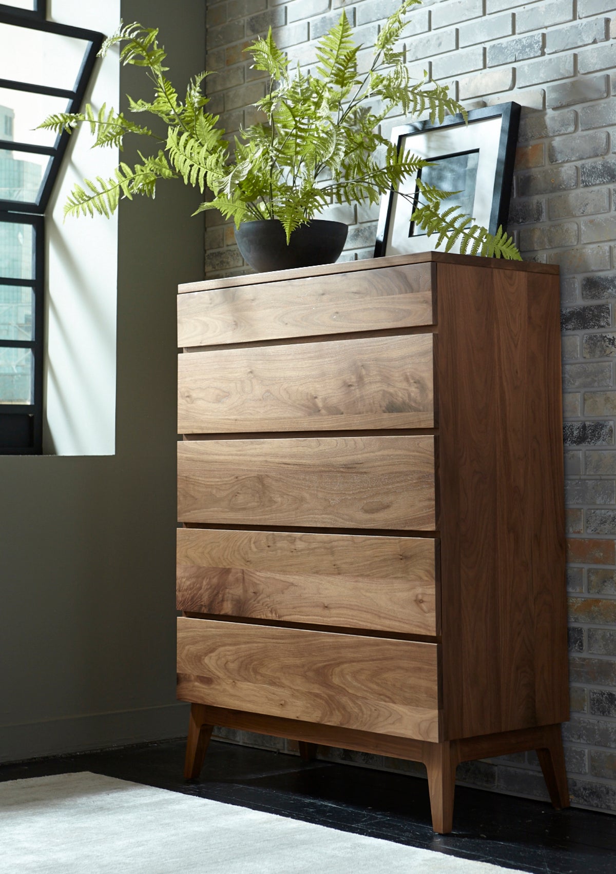 West Bros Serra Chest of Drawers in 80 Walnut, in a room setting