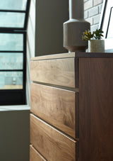 West Bros Serra Chest of Drawers in 80 Walnut, drawer front detail