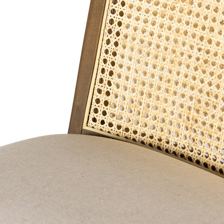 Savile Flax Fabric and Toasted Parawood with Light Natural Cane | Antonia Cane Armless Dining Chair | Valley Ridge Furniture