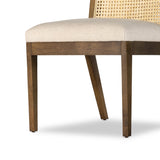 Savile Flax Fabric and Toasted Parawood with Light Natural Cane | Antonia Cane Armless Dining Chair | Valley Ridge Furniture