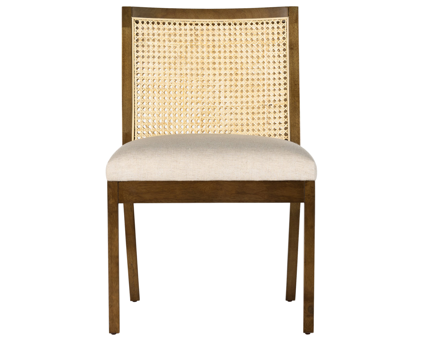 Savile Flax Fabric and Toasted Parawood with Light Natural Cane | Antonia Cane Armless Dining Chair | Valley Ridge Furniture