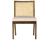 Savile Flax Fabric and Toasted Parawood with Light Natural Cane | Antonia Cane Armless Dining Chair | Valley Ridge Furniture