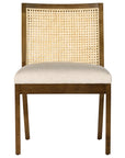 Savile Flax Fabric and Toasted Parawood with Light Natural Cane | Antonia Cane Armless Dining Chair | Valley Ridge Furniture