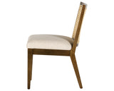 Savile Flax Fabric and Toasted Parawood with Light Natural Cane | Antonia Cane Armless Dining Chair | Valley Ridge Furniture