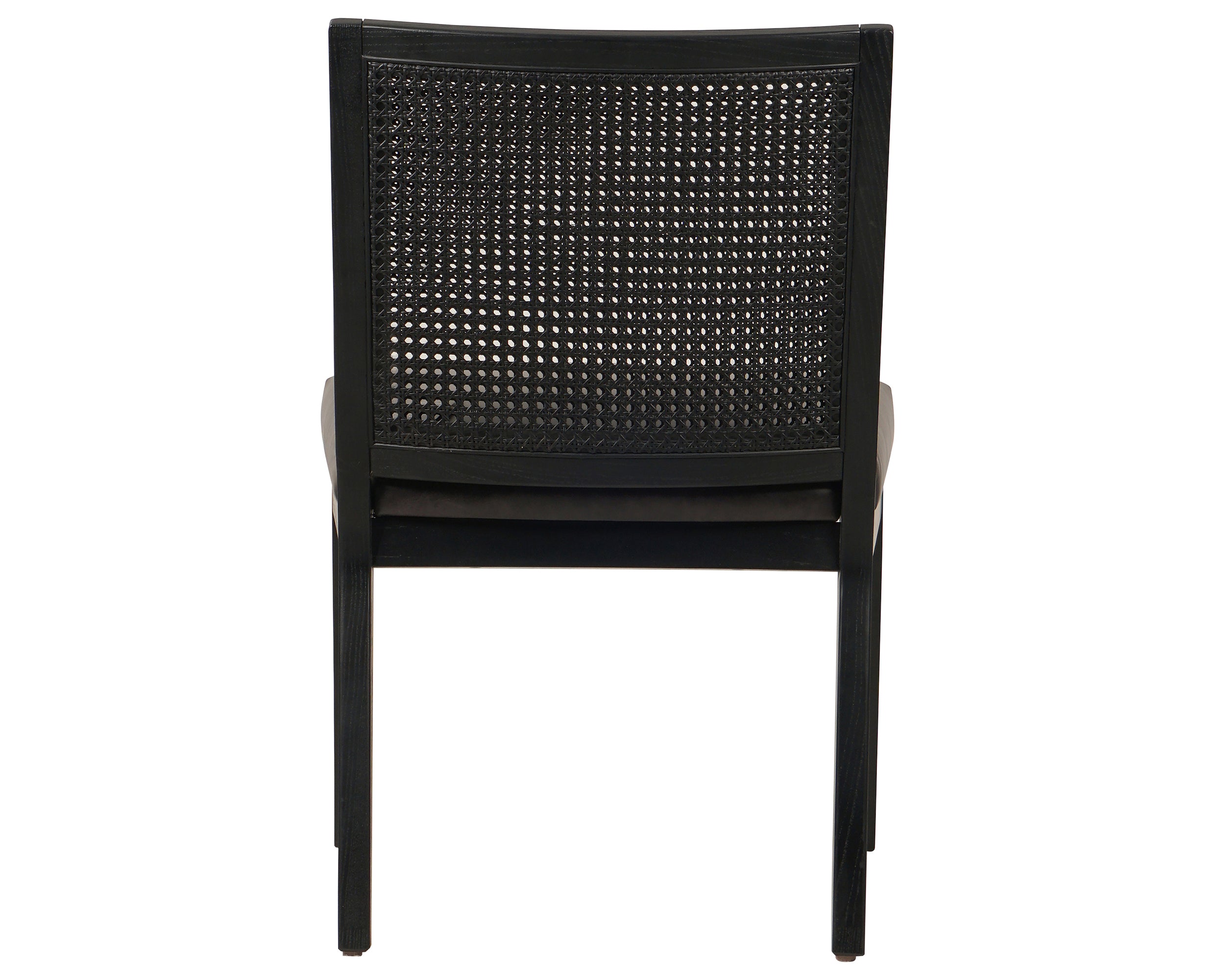 Sonoma Black Leather and Brushed Ebony Nettlewood with Brushed Ebony Cane | Antonia Cane Armless Dining Chair | Valley Ridge Furniture