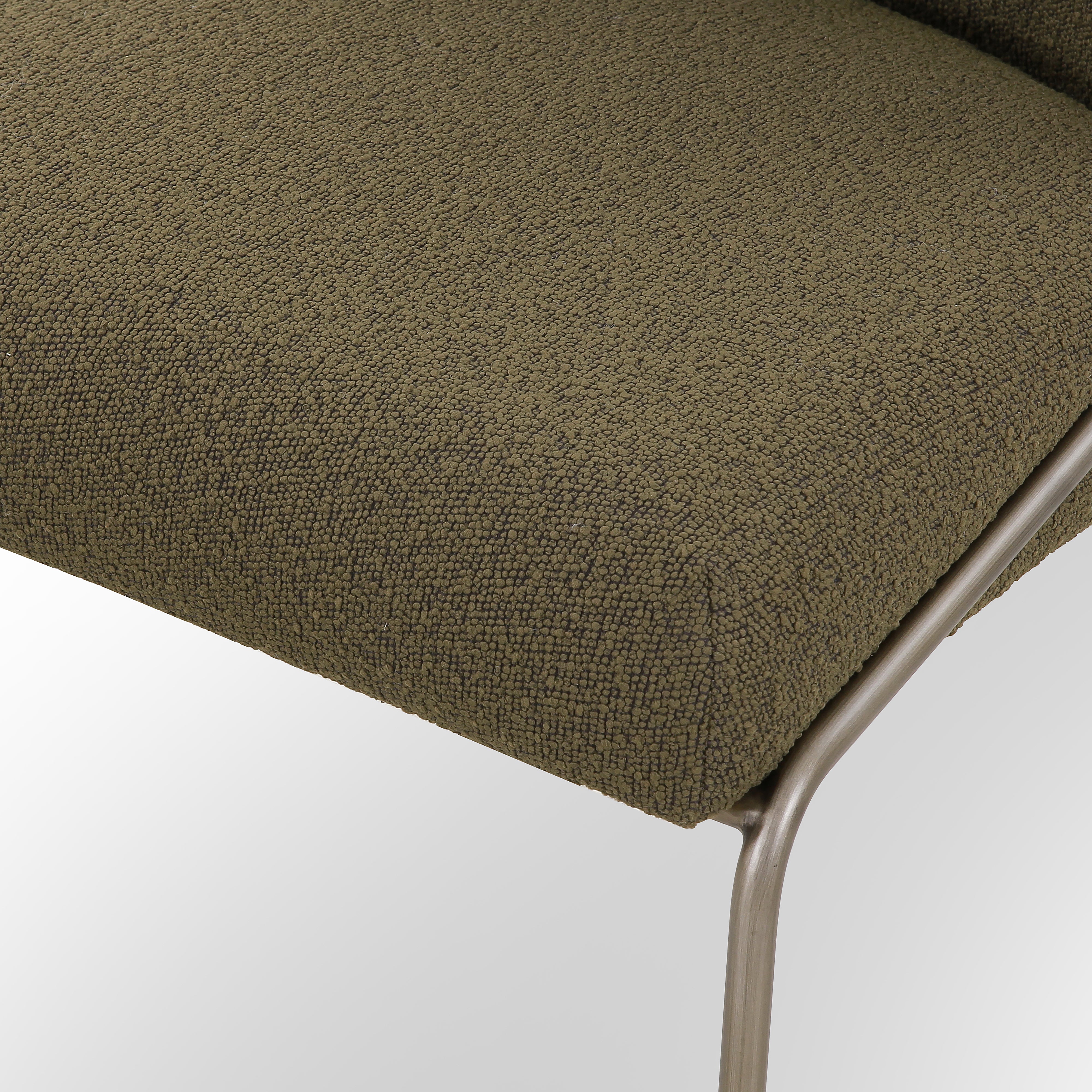 Fiqa Boucle Olive Fabric with Brushed Slate Iron | Astrud Dining Chair | Valley Ridge Furniture