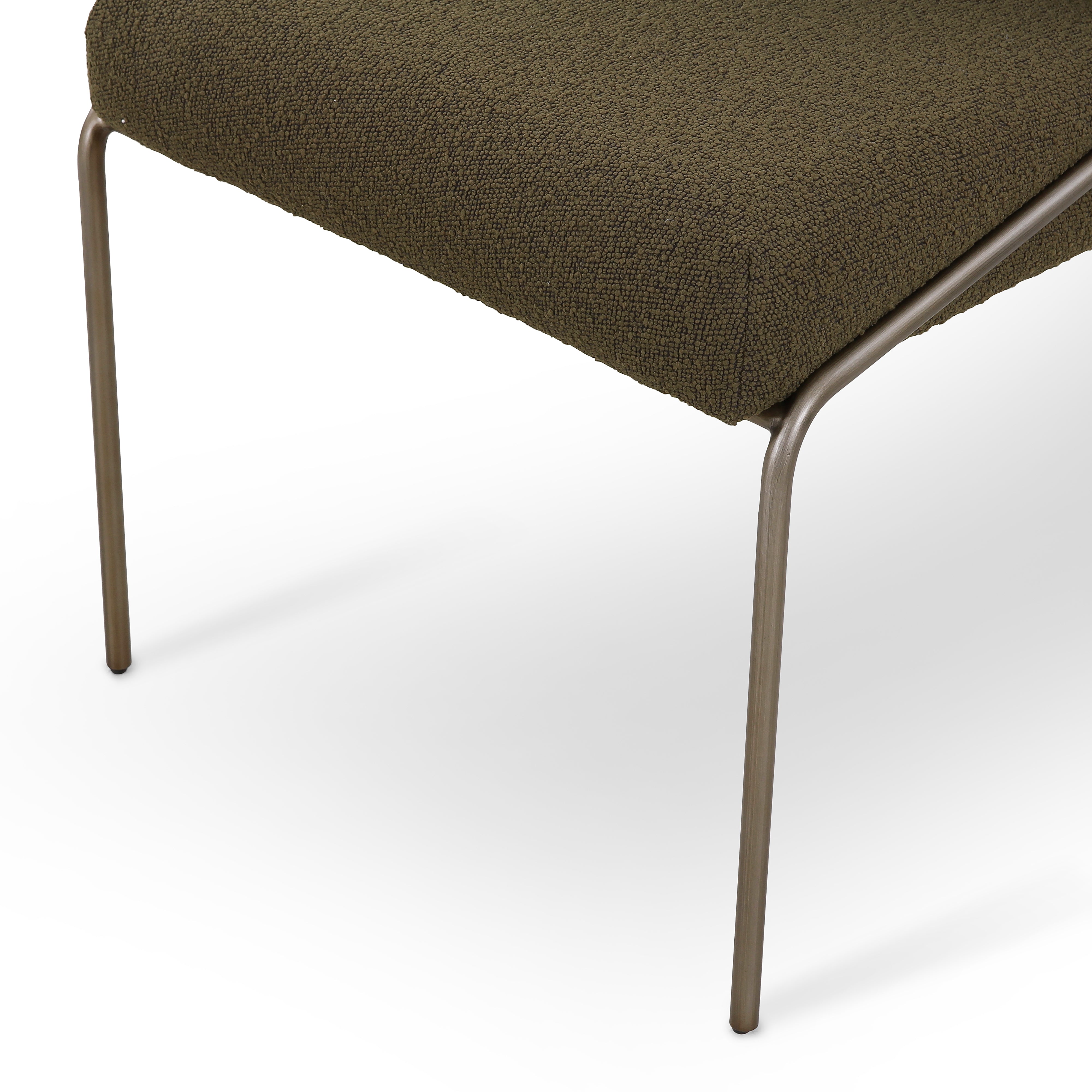 Fiqa Boucle Olive Fabric with Brushed Slate Iron | Astrud Dining Chair | Valley Ridge Furniture