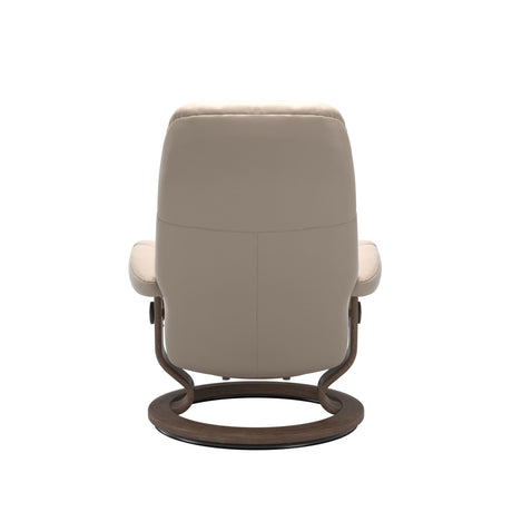 Stressless Consul Recliner Classic Base in Cori Vanilla, Walnut, back view