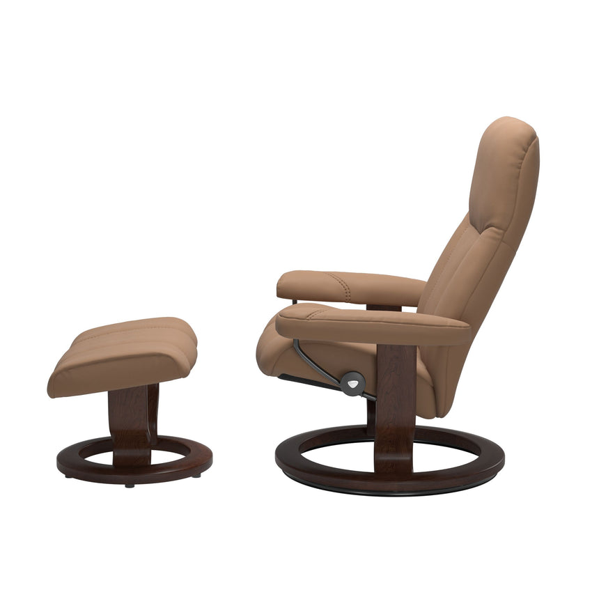 Consul Recliner - Classic Base - Batick Latte - Brown Wood