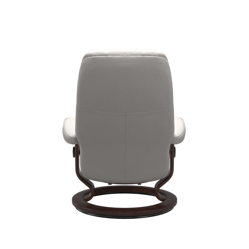 Consul Recliner - Classic Base - Batick Milky White - Brown Wood