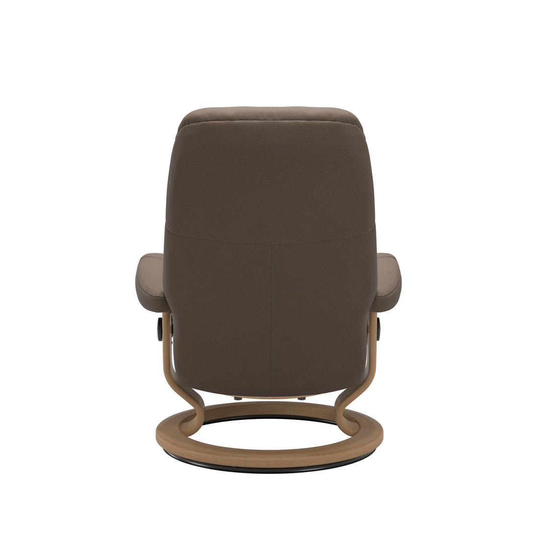 Stressless Consul Recliner Classic Base in Batick Mole, Oak, back view